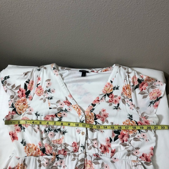 Torrid Off White Floral Print Pockets Button Down Short Sleeve Midi Dress 1/1X - Picture 14 of 16